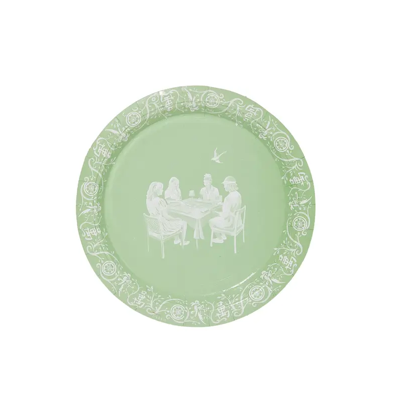 Emily Hall's OK Let's Mahj Mint Jasperware Dessert Paper Plate - 8 pack