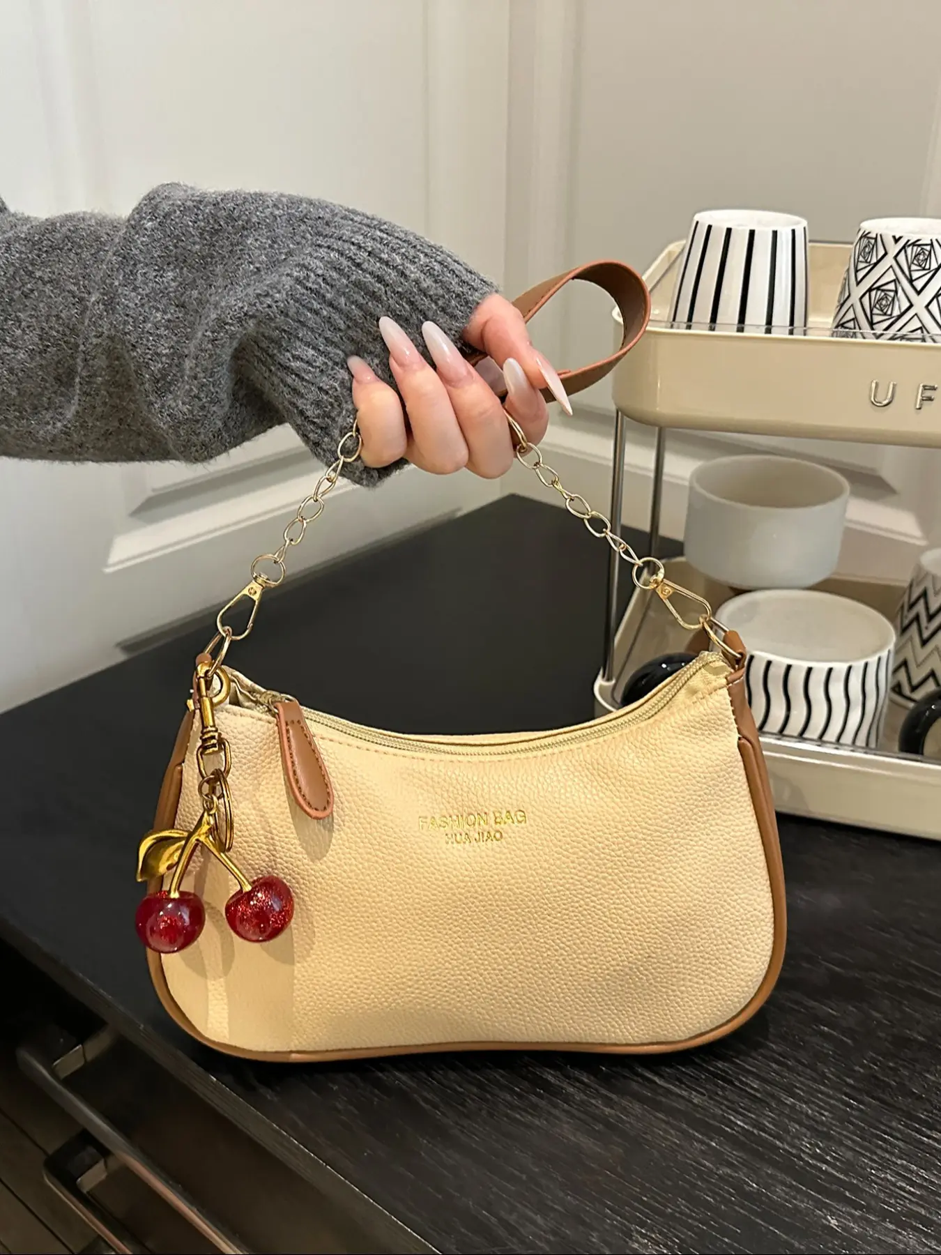 Cherry Moon Bag Charm for Women, Creative Personalized Pendant Set