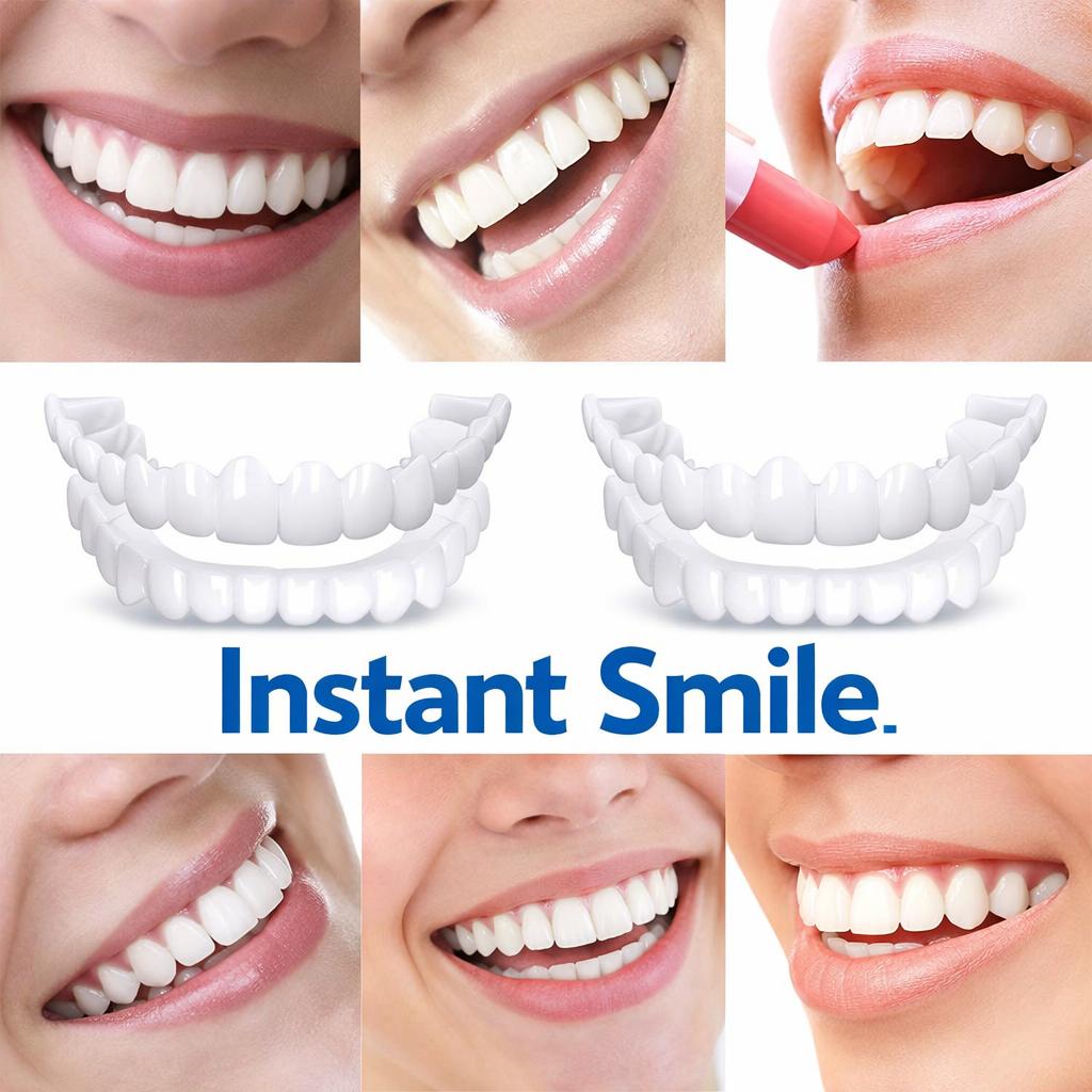 [3 Pack ] Smile Teeth Temporary Dentures, improve your smile, unisex, made of silicone, suitable for both upper and lower jaws, instantly gives the appearance of porcelain teeth, for a flawless smile.