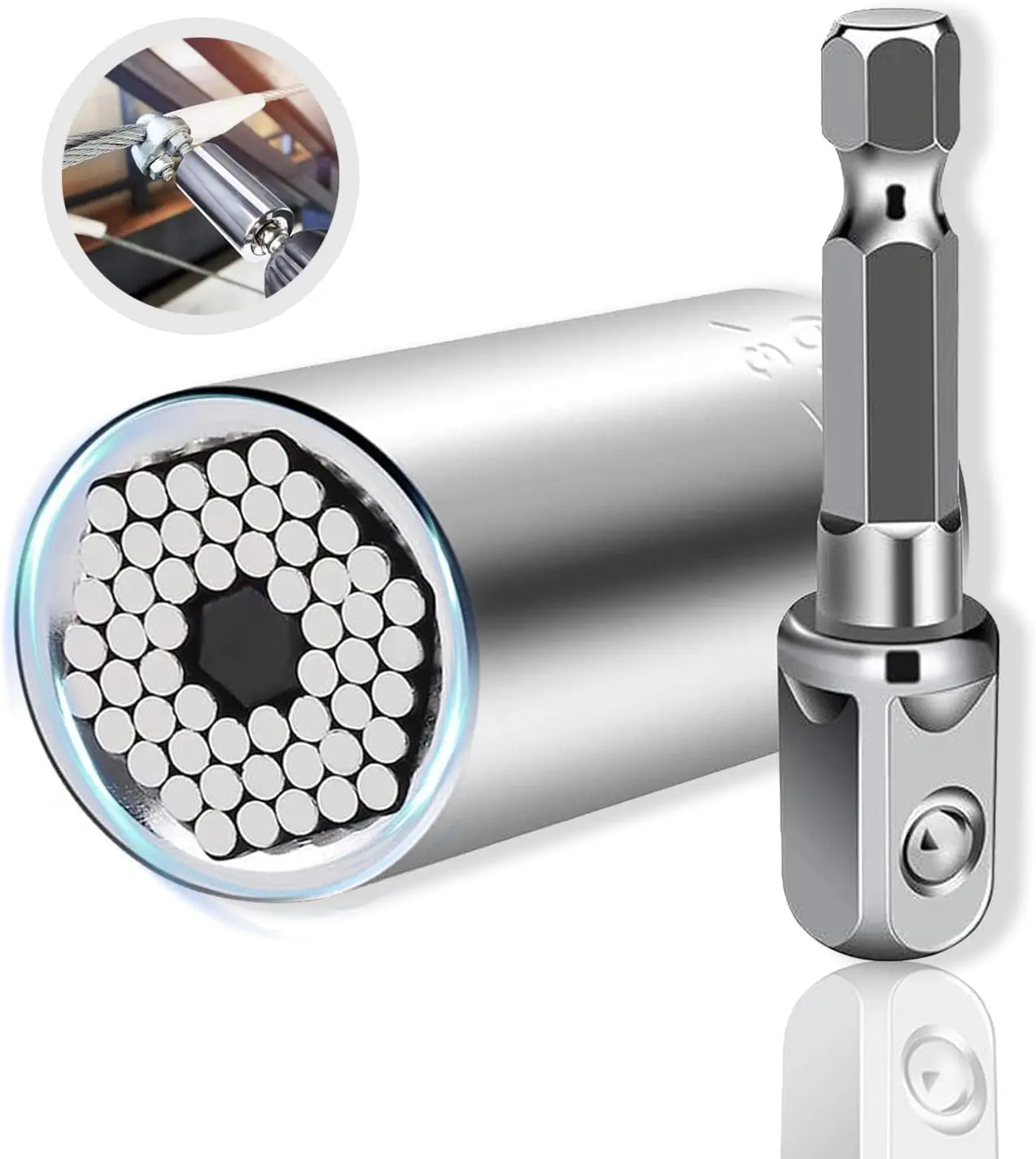 2 PCS Universal Socket Tool,Super Socket Unscrew Any Bolt, Adjustable Socket Drill with Adapter，1/4"-3/4" (7mm to 19mm)