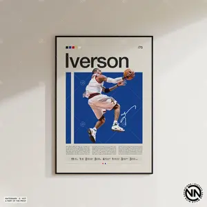 Allen Iverson Poster, Sports Poster, Mid Century Modern, Basketball Gift, Sports Bedroom Posters