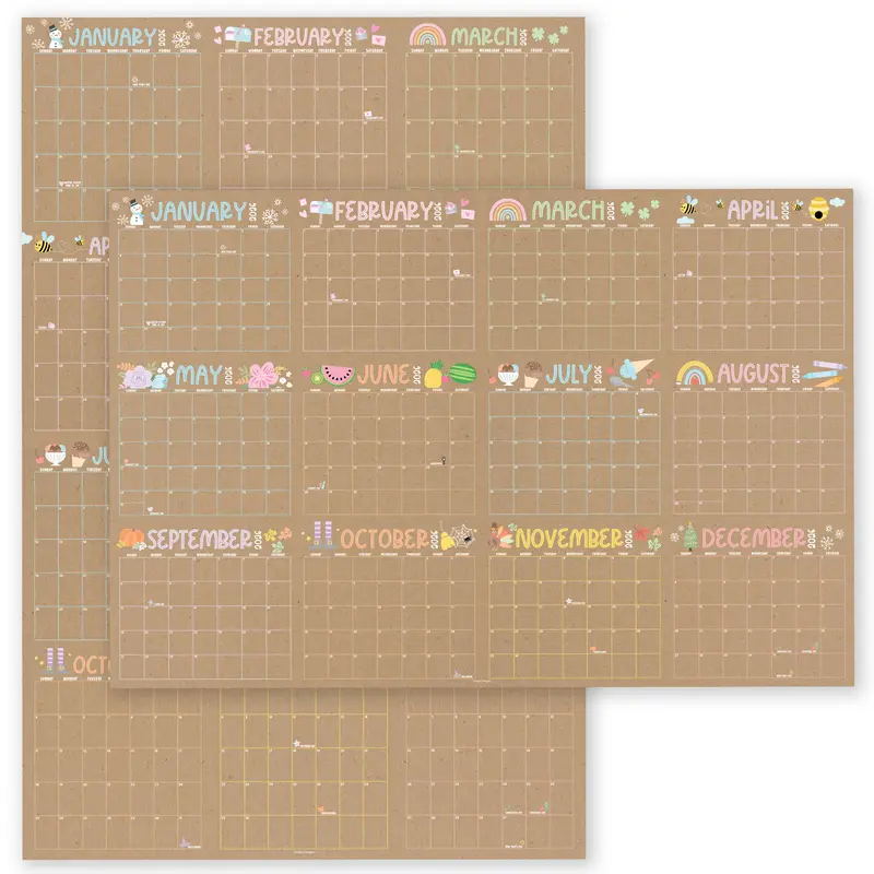 Hadley Designs 2026 Jumbo Write-On Dry-Erase 12-Month Laminated Reusable Wall Calendar - Schedule Planner, Office Accessories Organizer, Office Wall Organization Tool for Birthdays