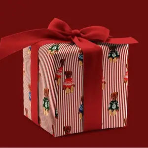 Wrapping Paper: Candy Cane Stripe Sweater Bears {Christmas, Holiday, Gift Wrap}, Luxury Christmas Wrap, Bear Christmas Gift Wrap, Premium Seasonal Gift Wrap, Tartan Plaid Wrapping Paper
