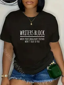 100% Cotton Writers Block Funny Imaginary Friends Author Writer T-Shirt