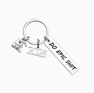 2026 Graduation Personalized Message Keychain, Fashion Costume Jewelry Accessory for High School-College Softball Seniors, Thoughtful Student Gift with Cuban Links & Marquise Design, Personalized Message Keychains