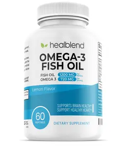 Premium DHA/EPA Omega 3 Fish Oil Pills - Lemon Flavor - 60 Soft Gels | Brain & Heart Health Supplement | High Potency, One-A-Day, 2-Month Supply