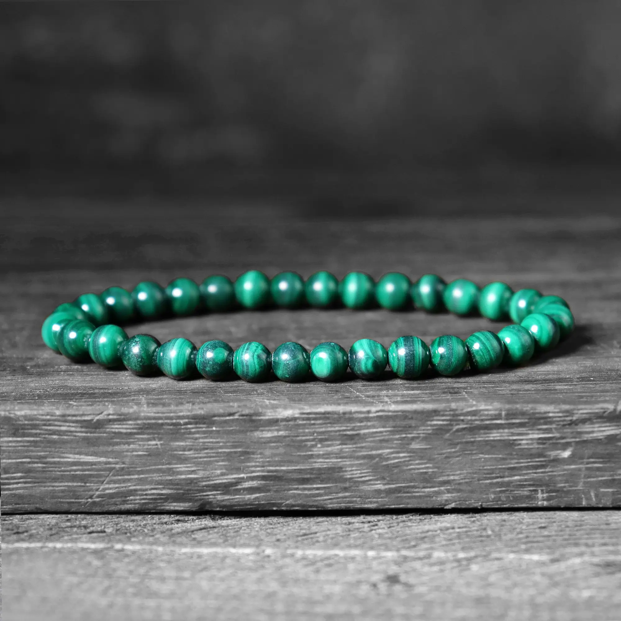 Handmade 6mm Round Natural Malachite Beaded Stretch Bracelet - Chakra Healing, Protection, Confidence Boost - Good Luck, Abundance, Prosperity Bracelet for Women, Good Luck Bracelet
