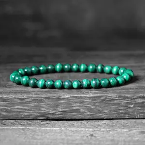 Natural Malachite 6mm Round Beaded Healing Chakra Protection Stretch Men Women For Confidence Handmade Bracelet Gift