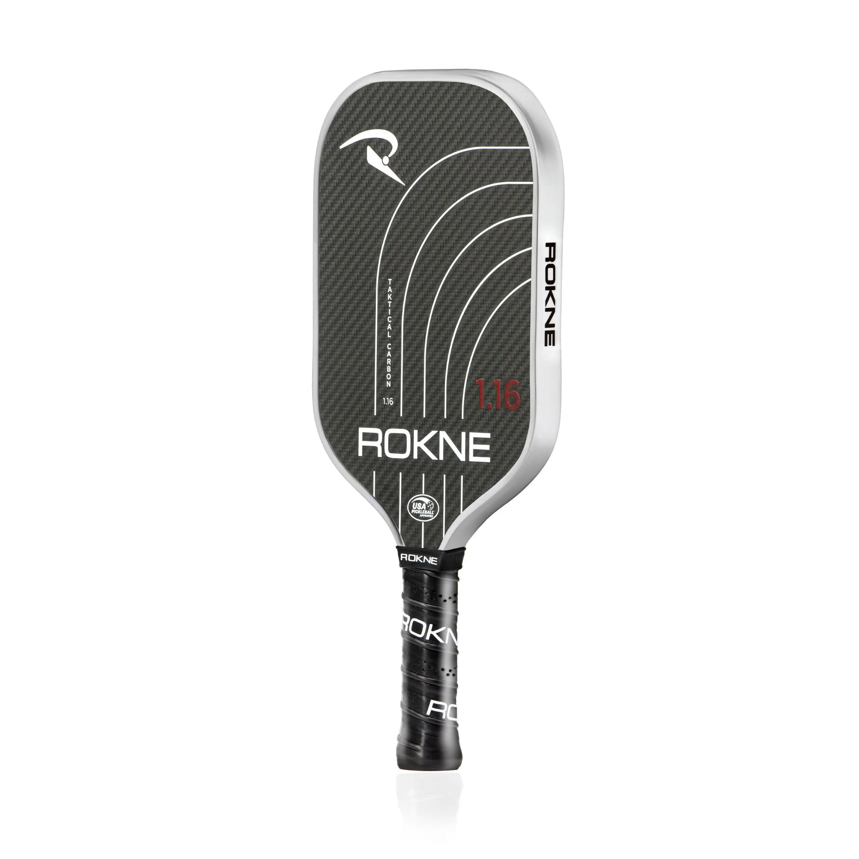 TAKTICAL CARBON 1.16 (16MM) - Raw Carbon, Thermoformed Foam Lined Edge Pickleball Paddle by ROKNE