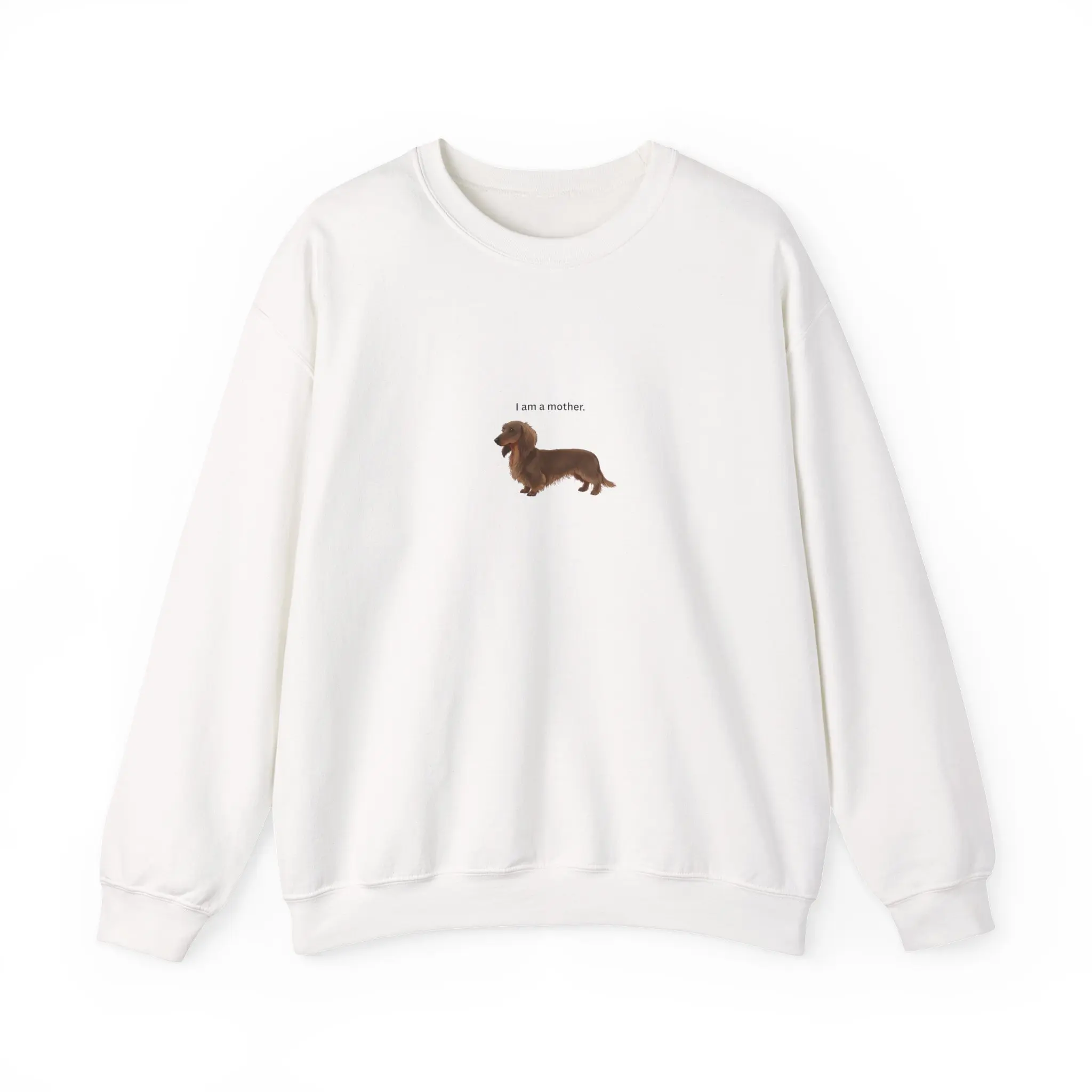 Brown Long Hair Dachshund Crewneck Sweatshirt, Dog Mom Gift, Cozy Cotton Pullover for Women & Pet Lovers