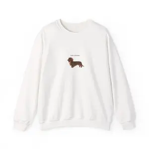 Brown Long Hair Dachshund Crewneck Sweatshirt, Dog Mom Gift, Cozy Cotton Pullover for Women & Pet Lovers
