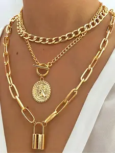 Women's Punk Style Chain Necklace, Cuban chain necklace, Fashion Jewelry for Party, Daily Clothing Decor, Trendy All-match & Exquisite Jewelry for Birthday Gift