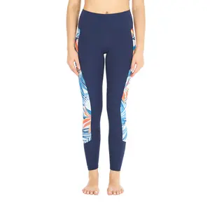 Women's Athletic Leggings Side in Firebird Blue White