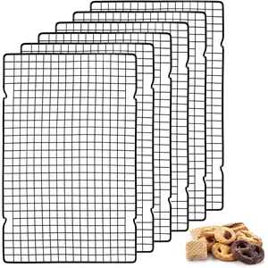 6 count 16x10 Inch Cooling Racks, Stainless Steel Baking Rack with Handle, Wire Rack & Cookie Cooling Rack for Roasting, Grilling, Drying Oven and Dishwasher Safe