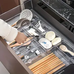25-44pcs Adjustable Kitchen Drawer Organizer - Multi-Functional Storage Box For Cutlery, Utensils & Office Supplies - Space-Saving Flat Design With Easy Installation Kitchen Organizers And Storage Kitchen Cabinet Organizers And Storage