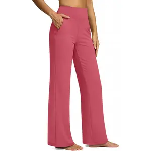 Yoga Pants Women Wide Leg Dress Pants with Pockets High Waist Stretch Petite/Regular/Tall Casual Sweatpants Women