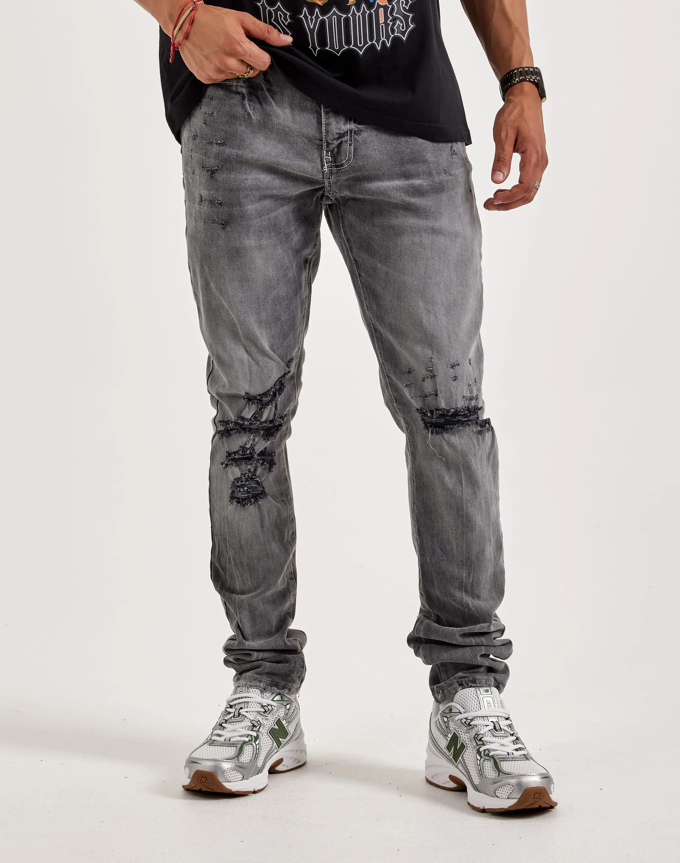 Mens Jordan Craig Basic Sean Slim Distressed Denim Jeans
