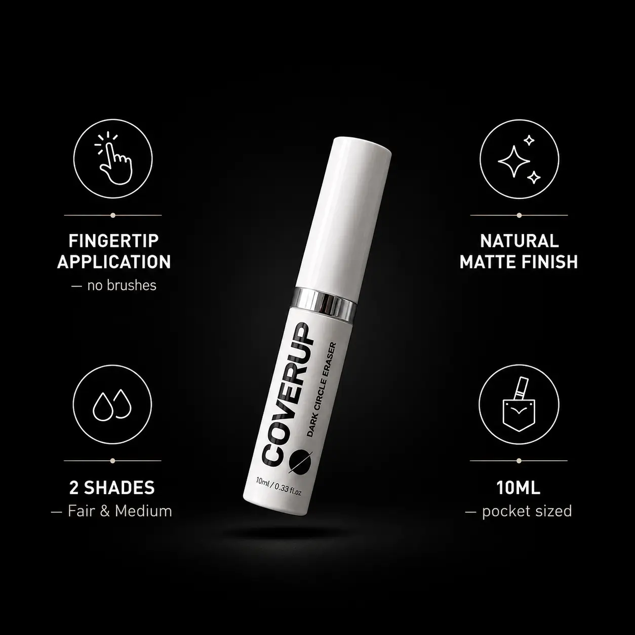 COVRUP Dark Circle Eraser - Under Eye Corrector for Men & Women, Instant Coverage, Brightening, 2 Shades (Fair & Medium), 10ml