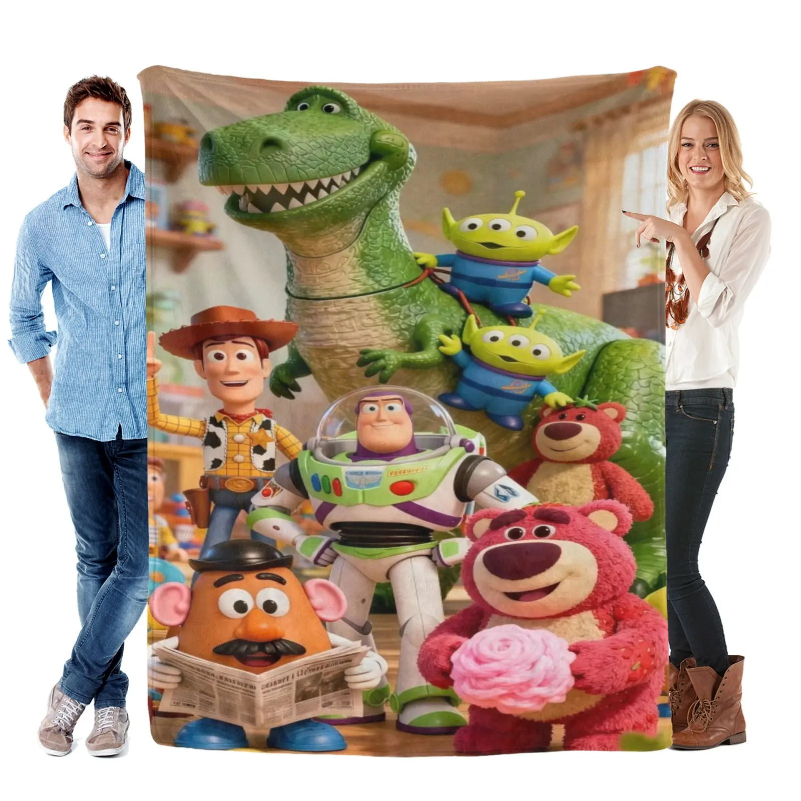 Disney Toy Story Woody Buzz Group Blanket, Cozy Cartoon Printing Throw Blanket,Toy Story Bedding For Children Dorm Daily Nap