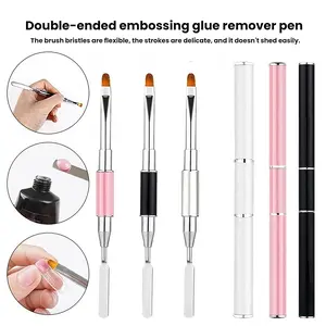 Dual-ended Nail Art Brush & Spatula, 1 Count Multi-functional Brush & Picker, Stainless Steel Gel Nail Tool, Durable Manicure Equipment