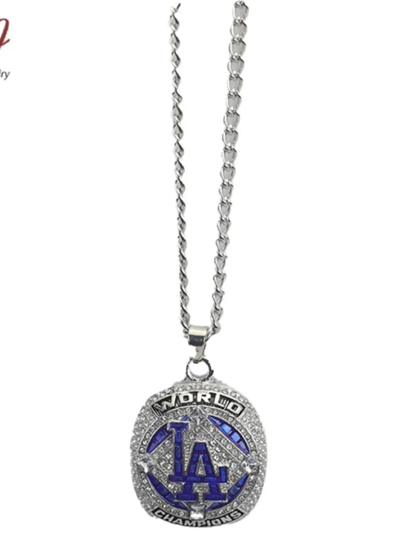 Dodge Championship Necklace Pendant Mlb Los Angeles Dodgers Baseball Memorial Gift, Sporty Style, All Seasons, Alloy Material