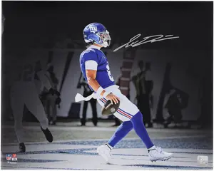 Jaxson Dart New York Giants Autographed 16" x 20" 2025 Week 4 First Career Touchdown Spotlight Photograph - Fanatics Authentic Certified