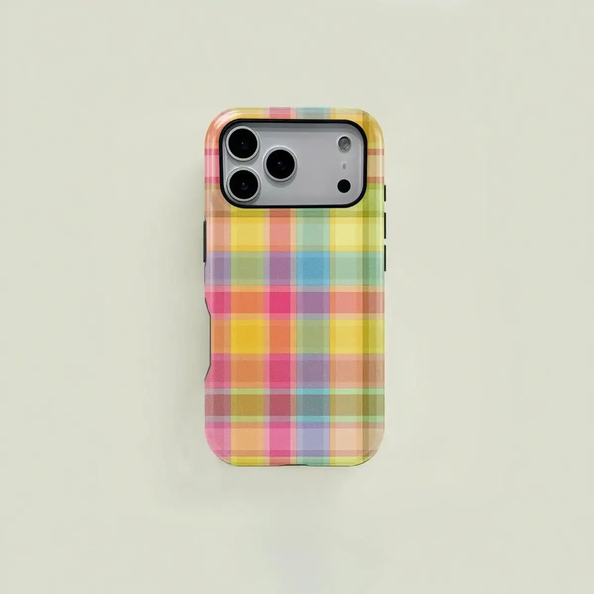 1PC Plaid Pattern Print Trendy Phone Case, Rugged Shockproof 2in1 Protective Cover,phone Case Suitable for Iphone 11/12/13/14/15/16/17 Pro Promax Plus Air and Samsung S22/S23/S24/S25 Plus Ultra Fe, Festive Gift Minimalist Fashion Shell Casing