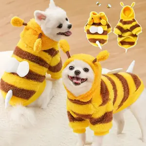 Cute Bee Hoodie Pet Sweater for Small Dogs Under 17.64 Lbs, Durable Polyester, Adorable Design, All Seasons, Fall Winter Living Room Decor