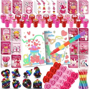 Valentine's Day Gifts Set for Kids Hearts Coloring Book School Classroom Exchange Reward Prize Crafts Bulk for Students Valentine's Day Party Favors Goodie Bag Stuffers（96pcs）