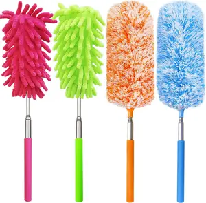 4 count Extendable and Washable Microfibre  Duster,13" to 30" Reachable, Microfibre Cleaning Tool, Small Dusters for Cleaning Office, , Computer, Furniture, Sofa