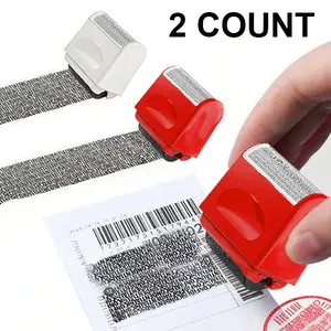 2 Pack Identity Protection Roller Stamp for Identity Theft Security, Confidential Privacy Information Blocker for ID Account Data Address, Guard Personal Information, Refillable Roller Stamp