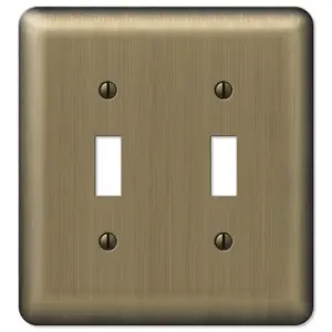 212 MAIN Elegant Decorative Brushed Brass Steel Hardware Wallplate - 2 Toggle Switches Electrical Accessory