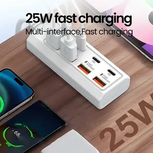 8-Port USB HUB 25w Fast Charging Multi Interface, 4 USB + 4 PD Ports, Compatible with 5v USB Devices, Laptop Tablet Computer Charger Adapter