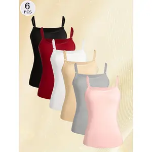 [6pcs Summer Top] 6pcs Thin Summer Top With Bottom Lining And Beautiful Back For Women
