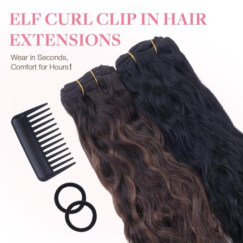 GOO GOO Hair Extensions Elf Curl Clip in Human Hair Extensions, 7Pcs/9Pcs 18-22Inch Elf Curl Clip in Human Hair Double Weft Natural Curl Hair Full Head for Women GOO GOO Hair Extensions Elf Curl Clip in Human Hair Extensions, 7Pcs/9Pcs 18-22Inch Elf Curl Clip in Human Hair Double Weft Natural Curl Hair Full Head for Women