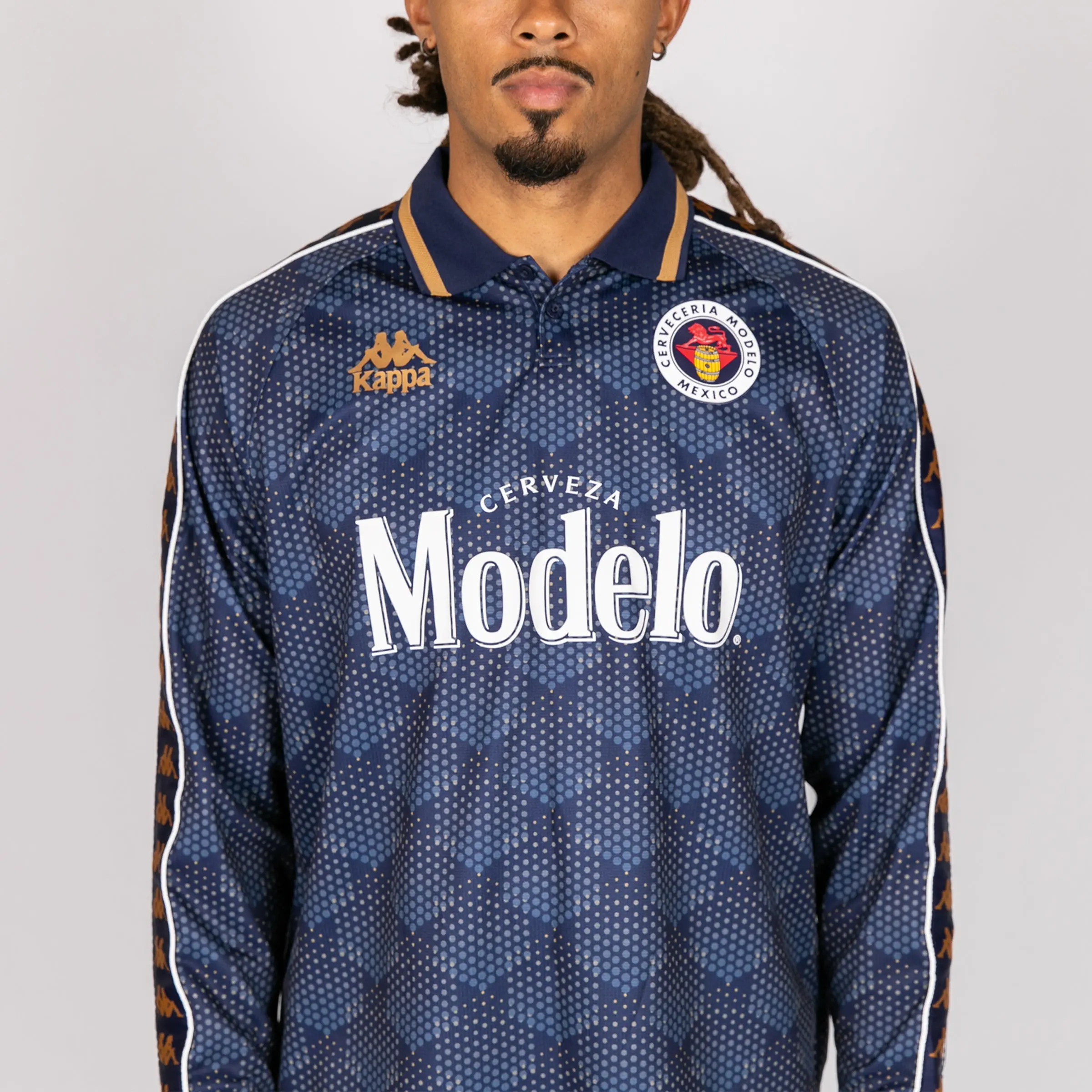 Kappa x Modelo Authentic Rajesh Long-Sleeve Soccer Jersey - Navy & White