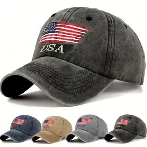 USA Flag Men's Baseball Cap Retro Embroidery Washed Cotton Dad Hats Fashion Women Hip Hop Caps Summer Outdoor Sun Visor Hat