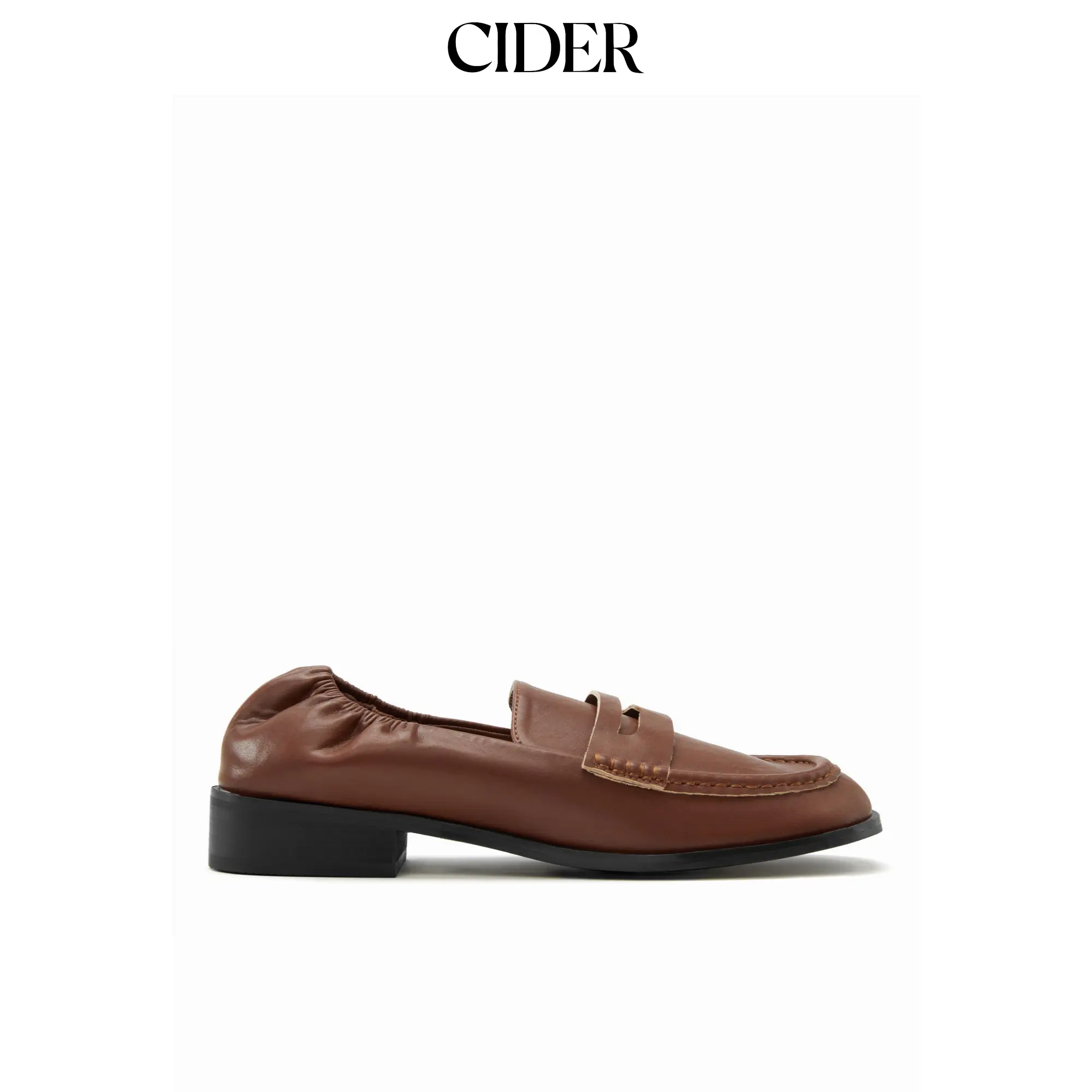 Cider RUCHED CHUNKY HEEL LOAFERS, Block Heel, Everyday, Casual Wear, Shoe, Walking Shoes
