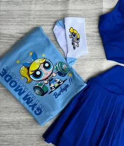 Cute Powerpuff Bubbles Girls Gym Mode Shirt, Family Matching Tee, Cartoon Character Graphic, Girl Power Shirt, Hero Girl Gift, Powerpuff Merch