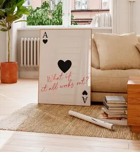 [SALE UP TO 50% + FREE SHIP]  What If It All Works Out Poster, Ace of Hearts Print, Motivational Wall Art, Positive Affirmation Decor