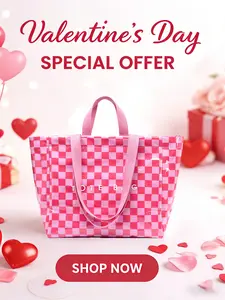 26 Valentine's Day Gift Letter Print Large Capacity Tote Bag, Commuter Shoulder Bag, Trendy Versatile Handbag, Shopping Bag, Fashionable Women's Big Bag