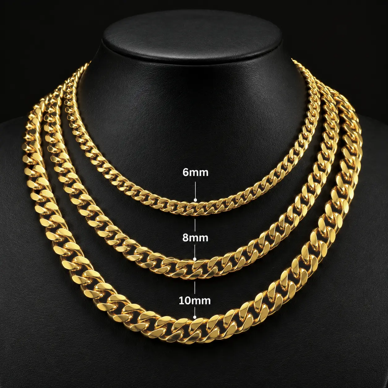 Cuban Link Chain Necklace 6/8/10mm 18-26 Inch, 4-Sided Polished 18K Gold Plated Stainless Steel Anti Tarnish Waterproof Unisex Hip Hop Chain, Men Women Layering Everyday Street Fashion Jewelry, Ideal Gift for Him Her