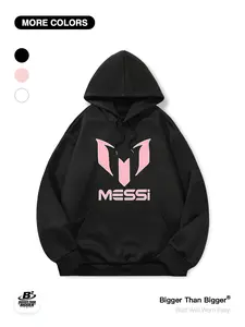 World Cup Messi Print Loose Hoodie with Pockets, Casual Breathable Sportswear, Unisex Trendy, Outdoor Activities