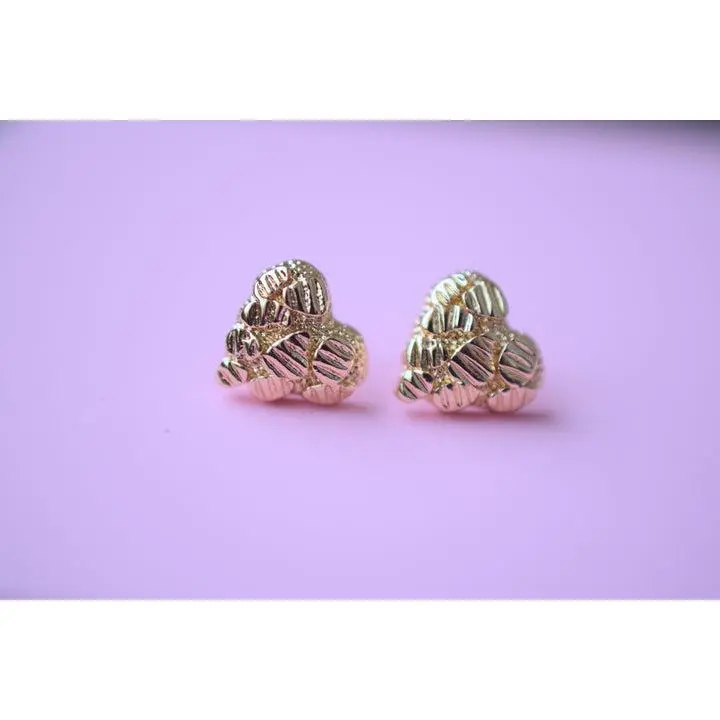 High Shine Nugget Heart Earrings High Shine Nugget Heart Earrings