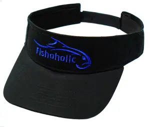 Fishoholic Visor ~ Adjustable Velcro Back Fishing Visor (1 size fits most) (blk-blu)