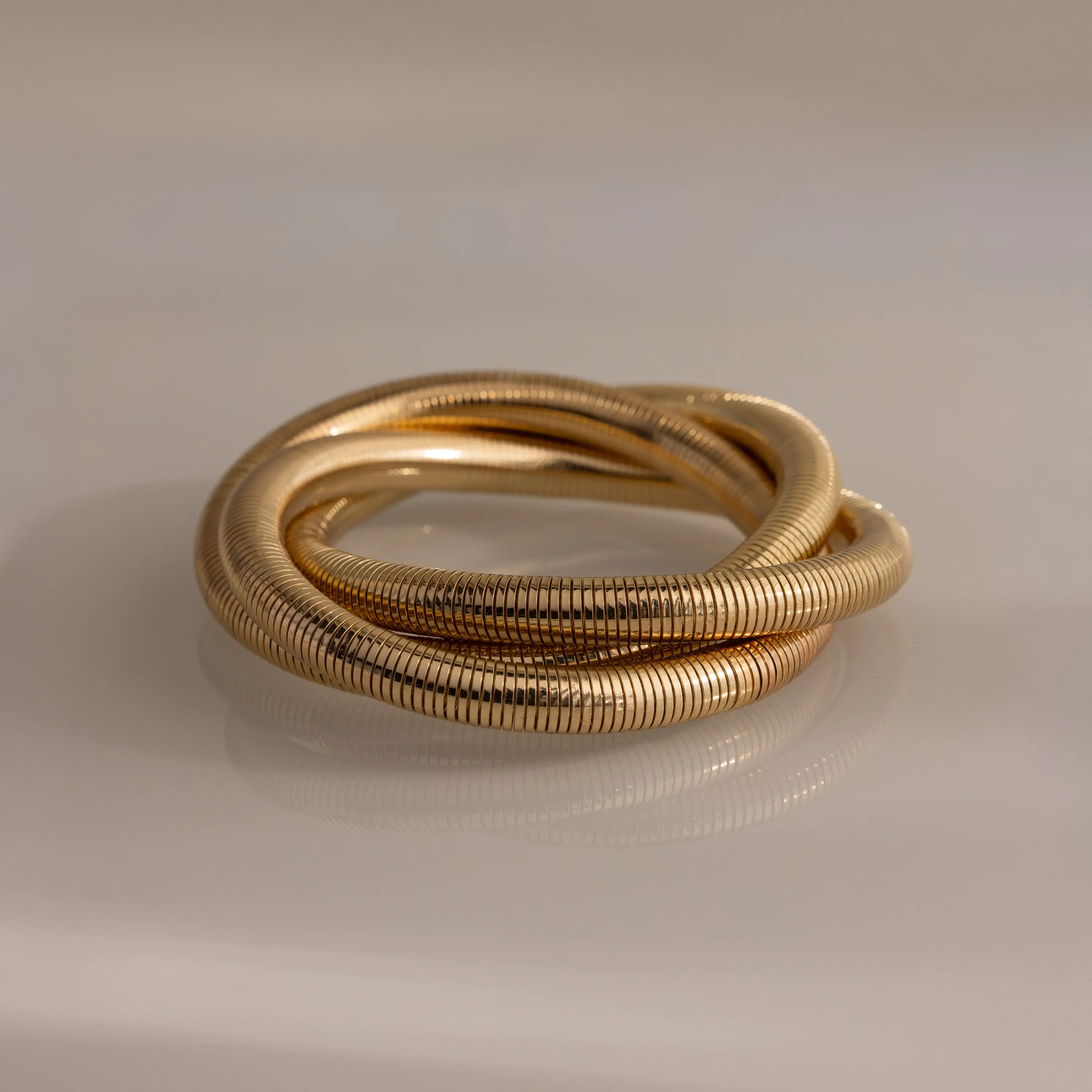 Ribbed Infinity Bangle by Caitlyn Minimalist - Bold Stacked Bracelet in Gold - Statement Jewelry - Gift for Her