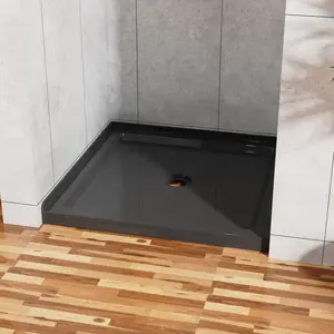 Matte Black 36" x 36" Shower Basin, Center Drain, Non-Slip Surface for Modern Walk-in Showers