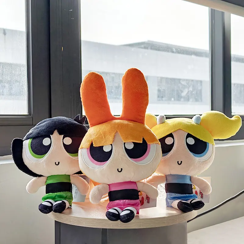 Powerpuff Girls Plush Toys 23cm Cute Blossom Buttercup Bubbles Stuffed Dolls Anime Cartoon Gifts for Children Kids