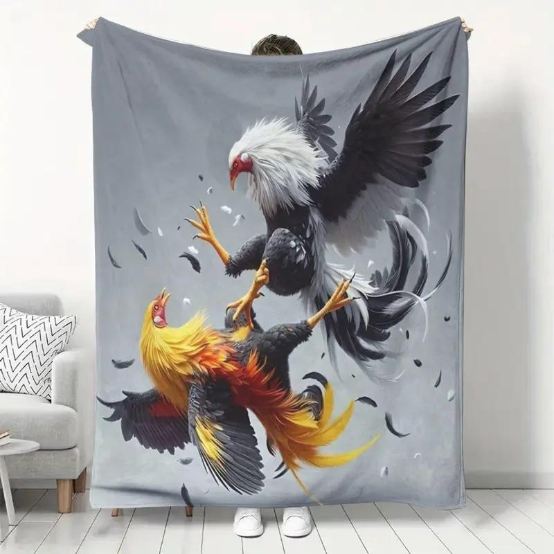 Soft Funny Throw Blanket Fun Rooster Modern Printed Velvet Blanket, Suitable for Home, Outdoor Camping, Bed, Sofa, Friends and Family Birthday Gift Blanket