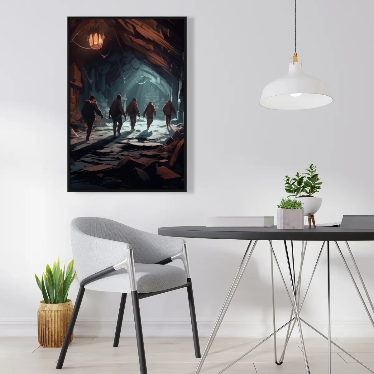 Pictorem C1FC2436C0AXAF 24x36 in. Framed Catacombs Artistic Adventure Art Print - Brown Home Wall Artwork, Living Space Room Decor